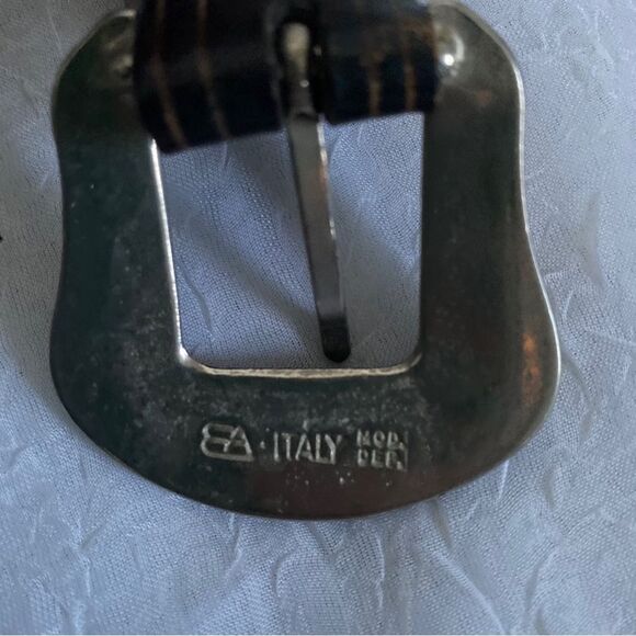 Macy's Leather Belt Vintage Brown Tooled Oiled Harness Leather Made in Italy 32" - Picture 7 of 15